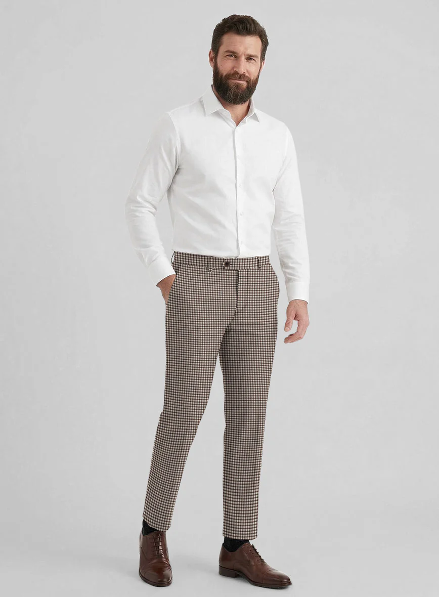 Reda Beltra Brown Checks Wool Pants - Image 3