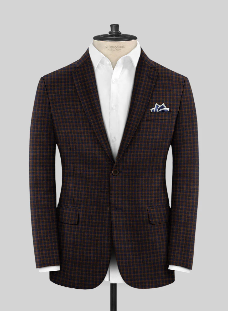 Reda Bistre Checks Wool Jacket