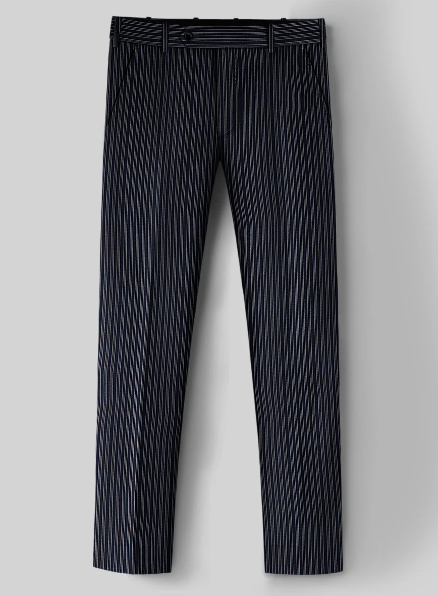 Reda Bravon Dark Blue Stripe Wool Pants