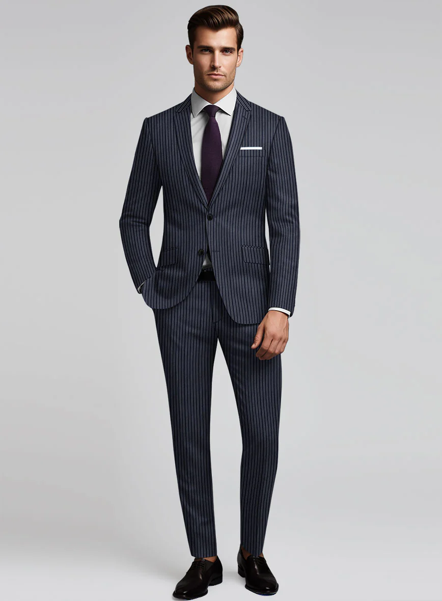 Reda Bravon Dark Blue Stripe Wool Suit - Image 2