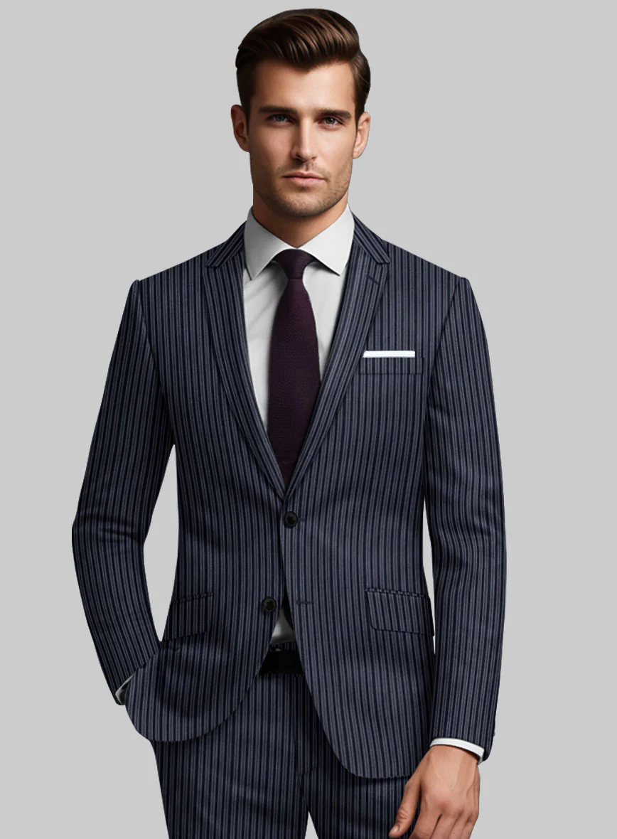 Reda Bravon Dark Blue Stripe Wool Suit - Image 4