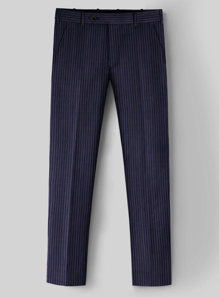 Reda Bravon Navy Blue Stripe Wool Pants