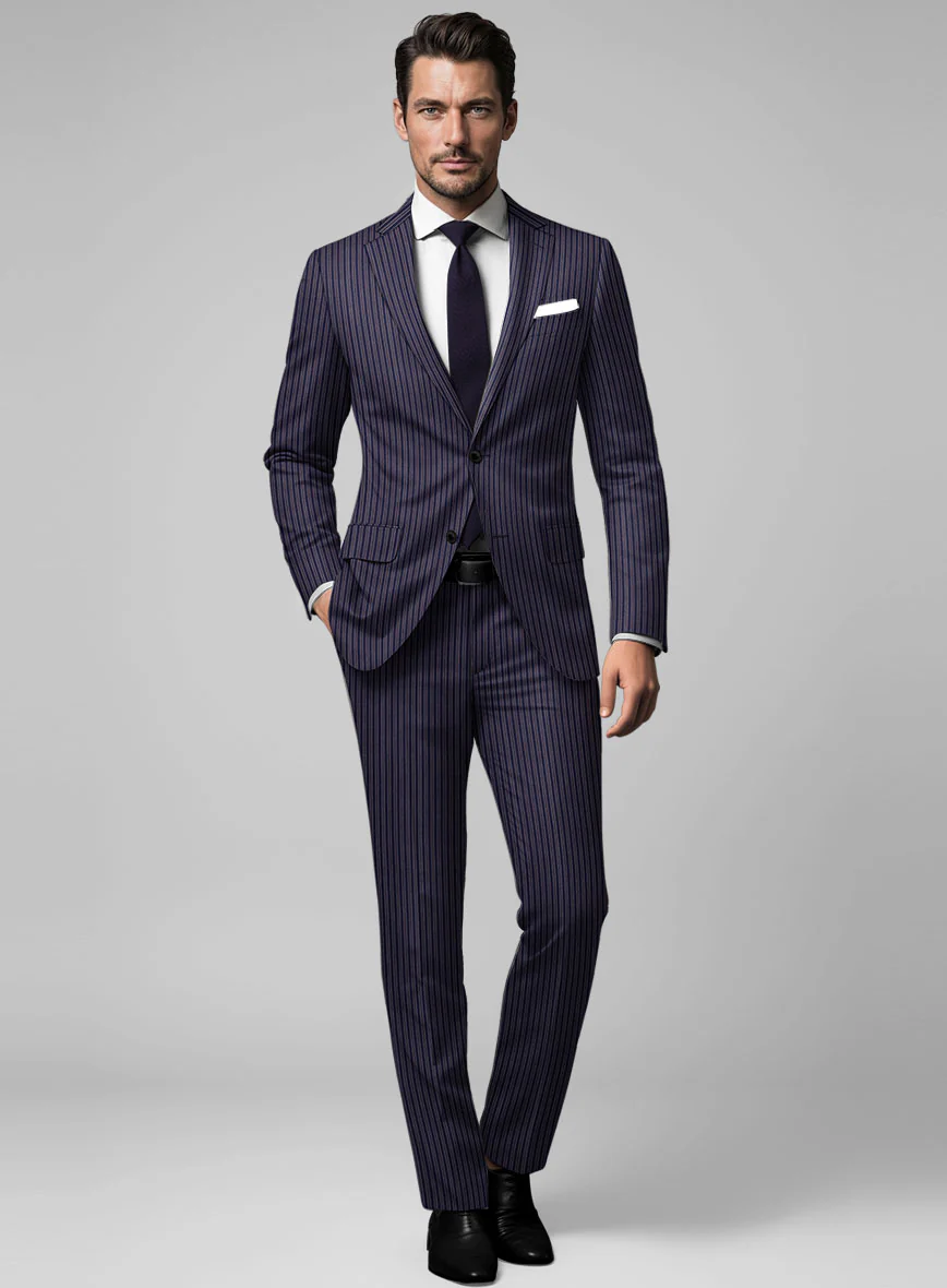 Reda Bravon Navy Blue Stripe Wool Suit