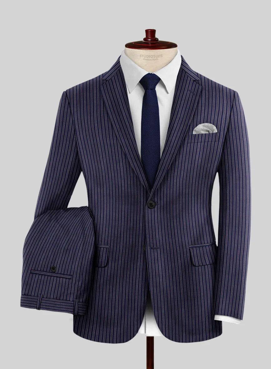 Reda Bravon Navy Blue Stripe Wool Suit - Image 2