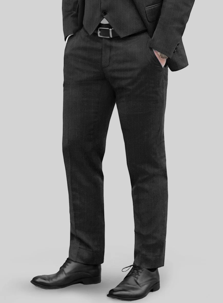Reda Cashmere Dark Gray Chalkstripe Wool Pants - Image 2