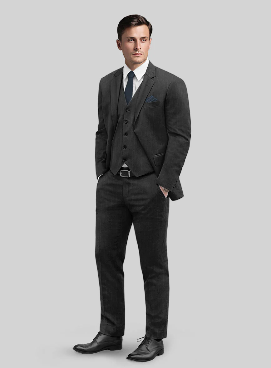 Reda Cashmere Dark Gray Chalkstripe Wool Suit - Image 2