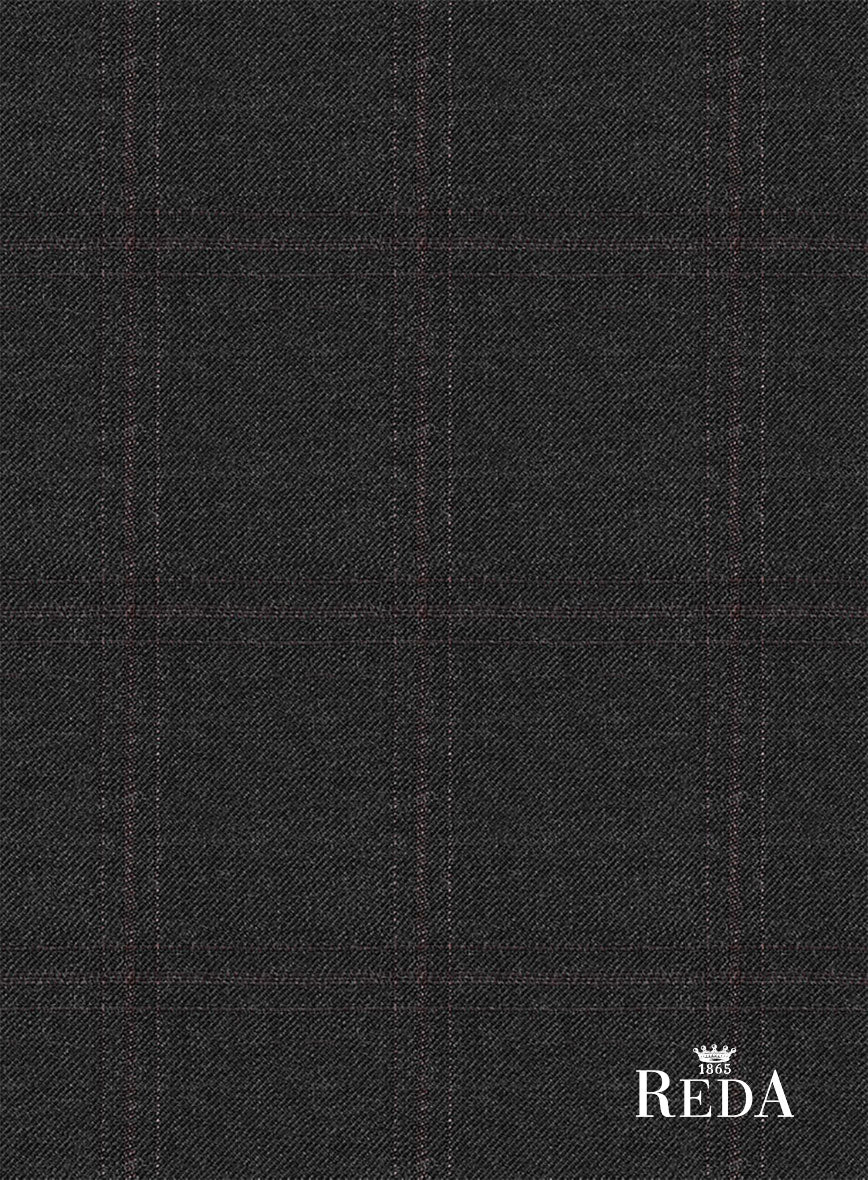 Reda Cashmere Dark Gray Windowpane Wool Jacket - Image 3