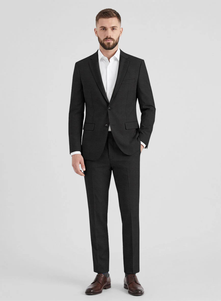 Reda Cashmere Dark Gray Windowpane Wool Suit