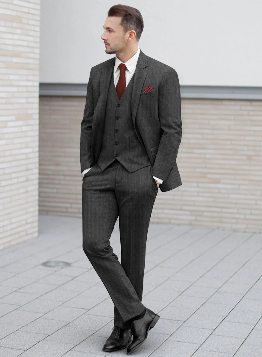Reda Cashmere Gray Stripe Wool Suit - Image 2