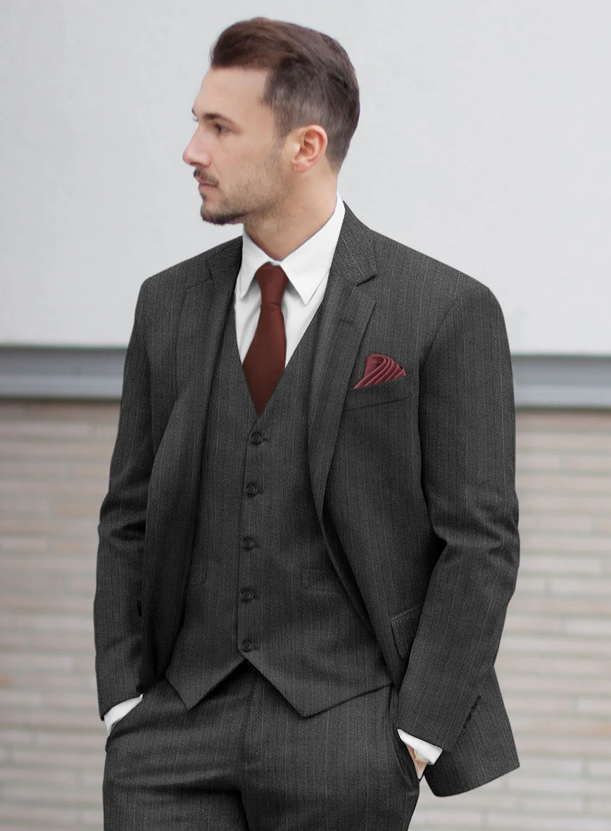 Reda Cashmere Gray Stripe Wool Suit - Image 4
