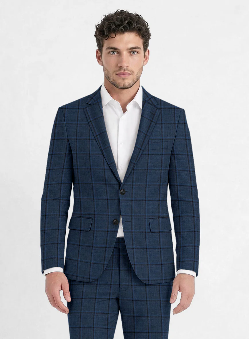 Reda Casi Blue Checks Wool Suit - Image 4