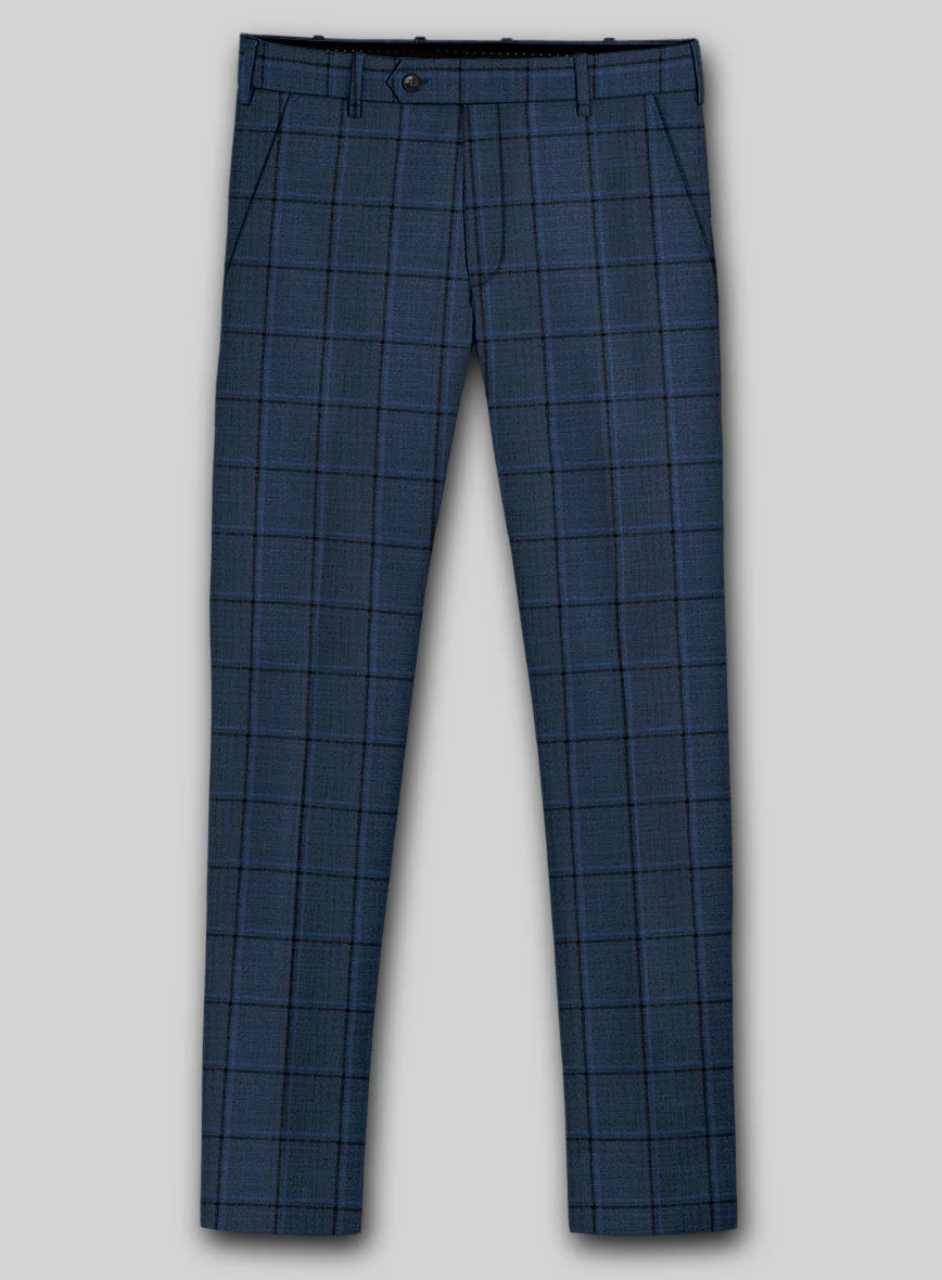 Reda Casi Blue Checks Wool Pants - Image 3