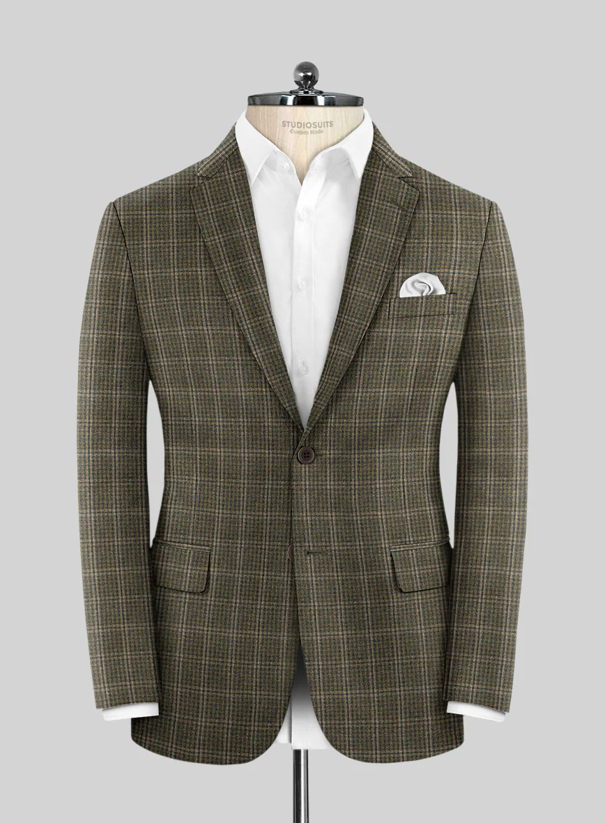 Reda Cebri Green Checks Wool Jacket