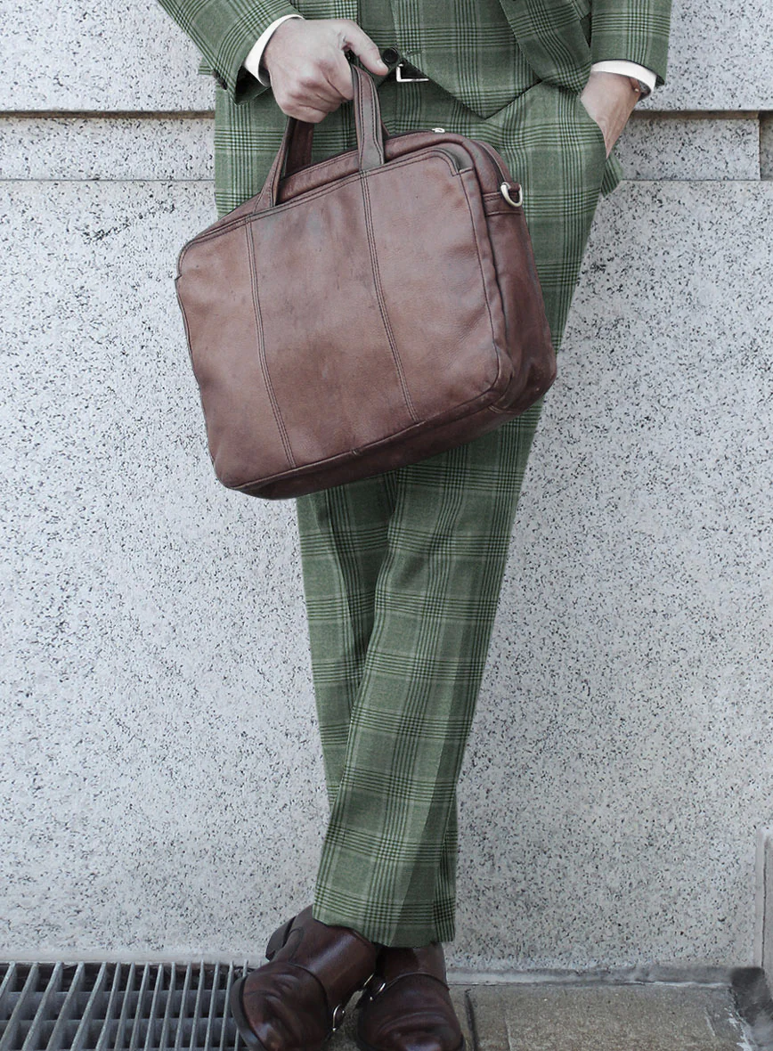 Reda Celadon Green Checks Wool Pants - Image 2