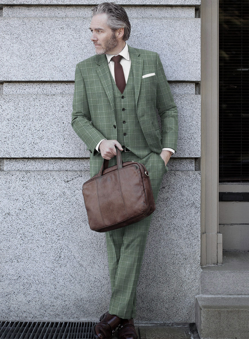 Reda Celadon Green Checks Wool Suit - Image 2