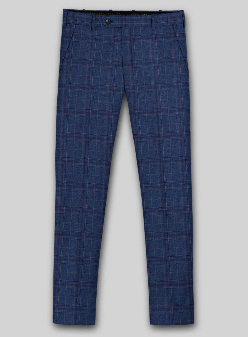 Reda Cerulean Blue Checks Wool Suit - Image 5