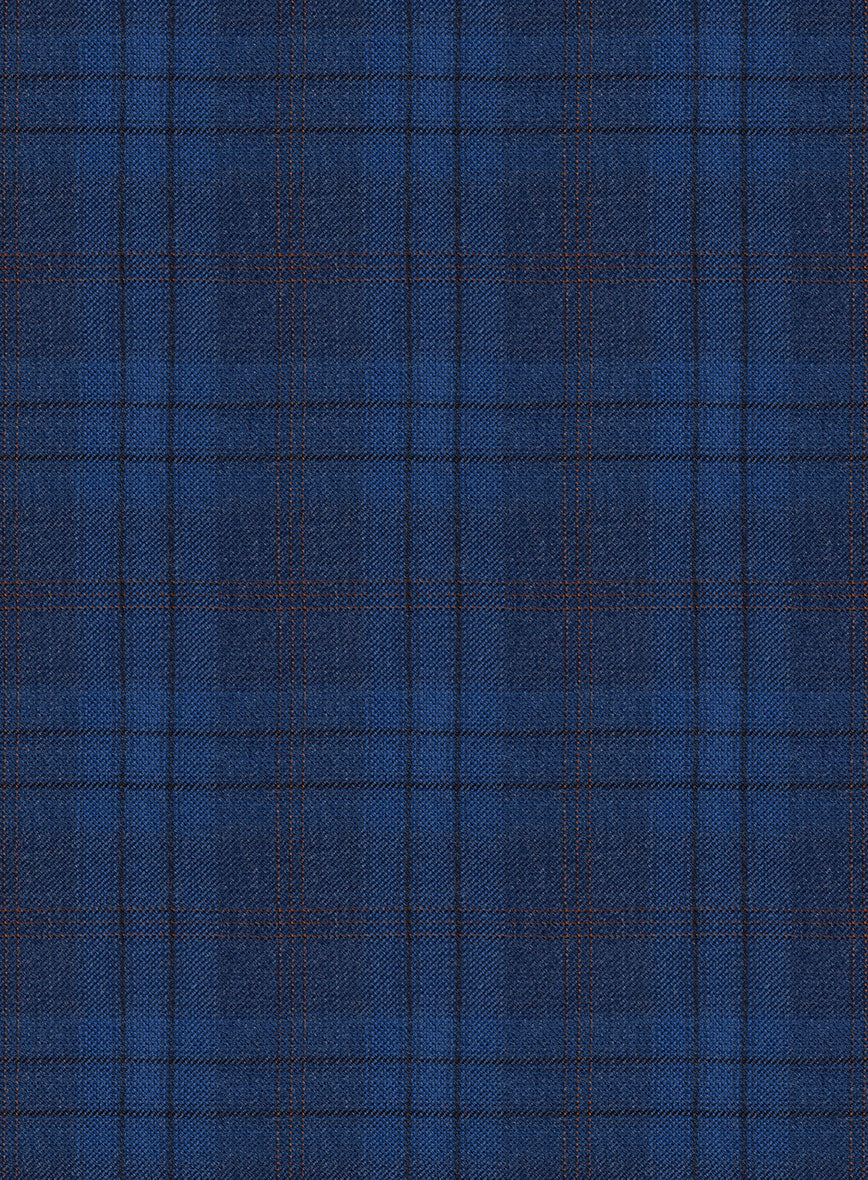Reda Cobalt Blue Checks Wool Jacket - Image 2