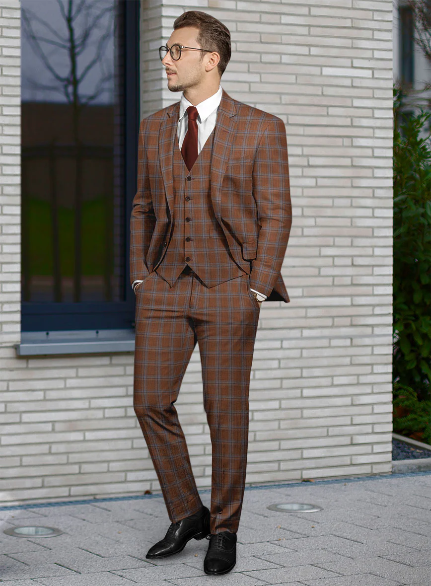 Reda Cumin Brown Checks Wool Suit - Image 2