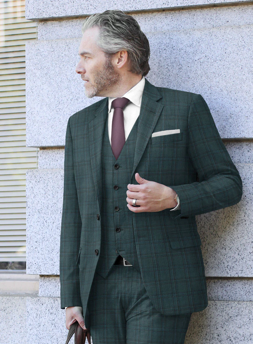 Reda Dark Teal Checks Wool Jacket - Image 2