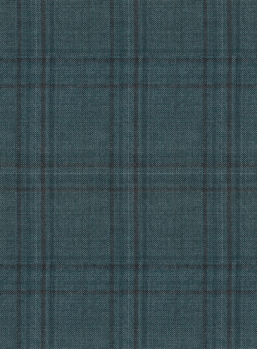 Reda Dark Teal Checks Wool Jacket - Image 3