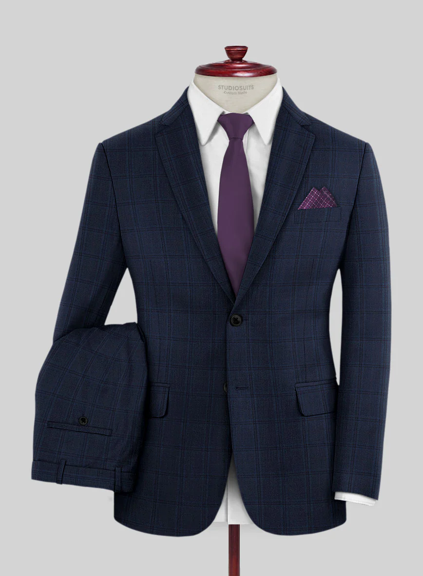 Reda Deep Cove Blue Checks Wool Suit