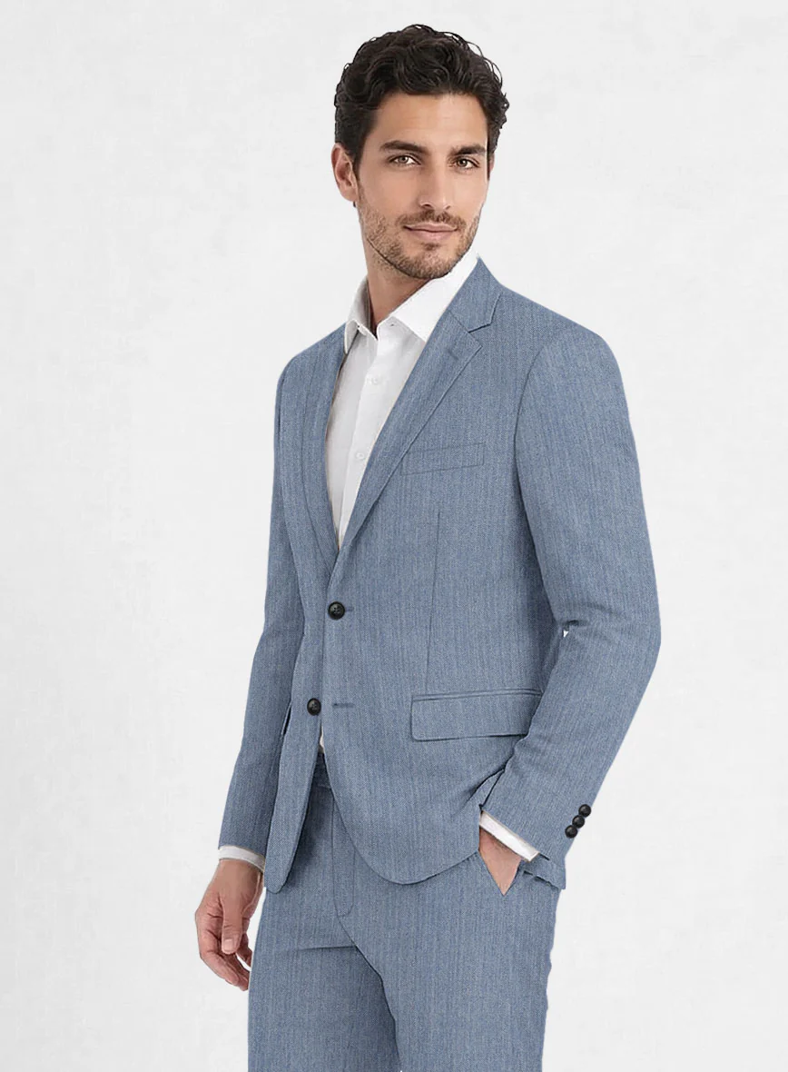 Reda Denim Light Blue Wool Suit - Image 4