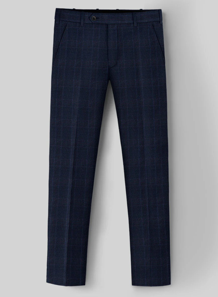 Reda Elian Blue Checks Wool Pants - Image 2