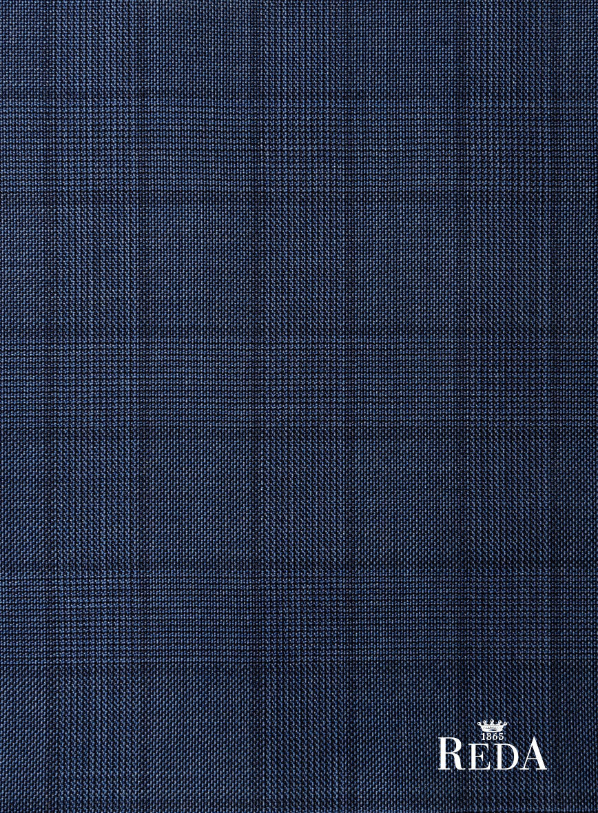 Reda Erlon Royal Blue Checks Wool Pants - Image 4