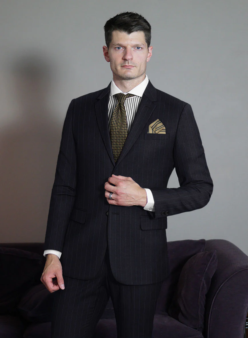 Reda Flexo Dark Blue Stripe Wool Jacket - Image 2
