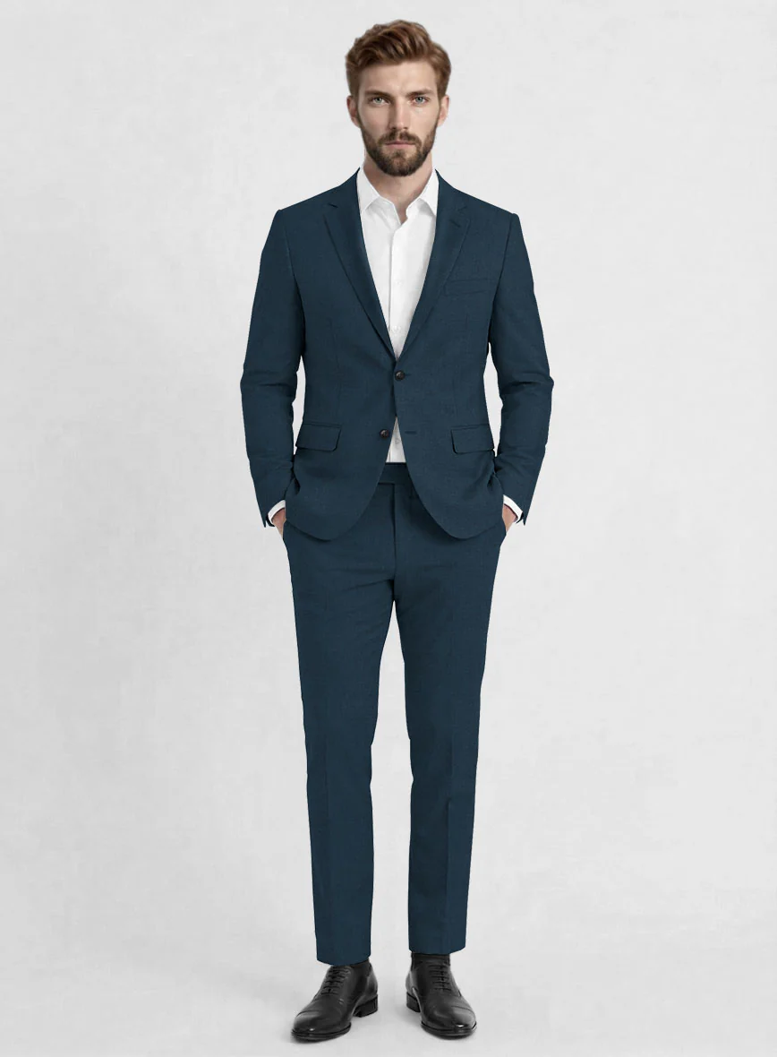 Reda Flexo Teal Blue Wool Suit