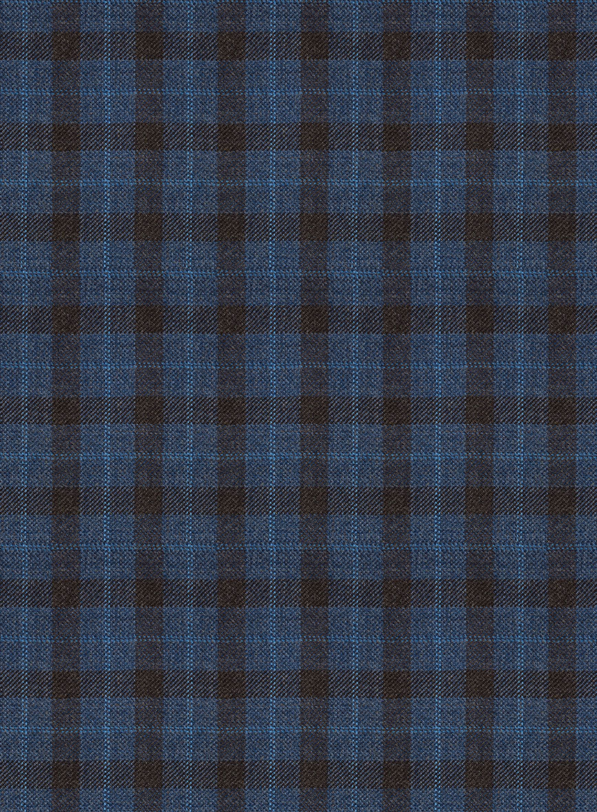 Reda Glacier Blue Checks Wool Pants - Image 2