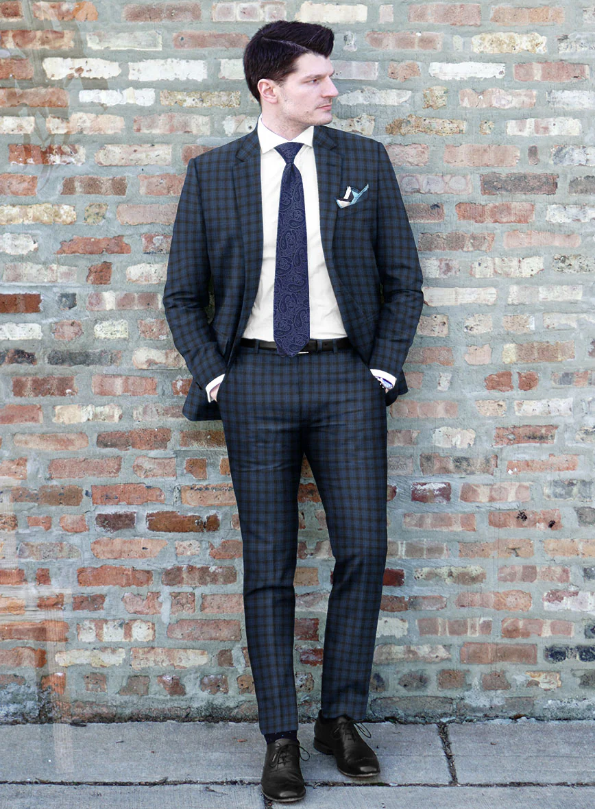 Reda Glacier Blue Checks Wool Suit - Image 2