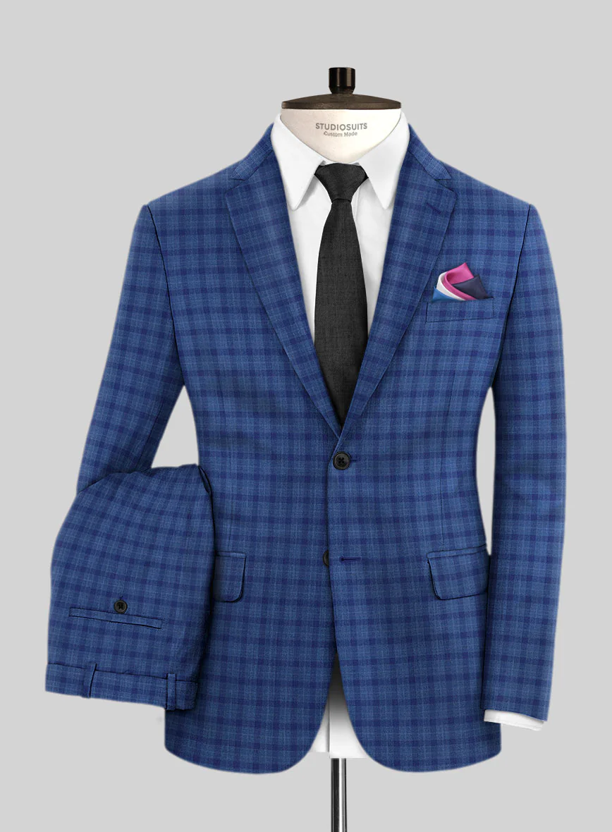 Reda Havelock Blue Checks Wool Suit - Image 2
