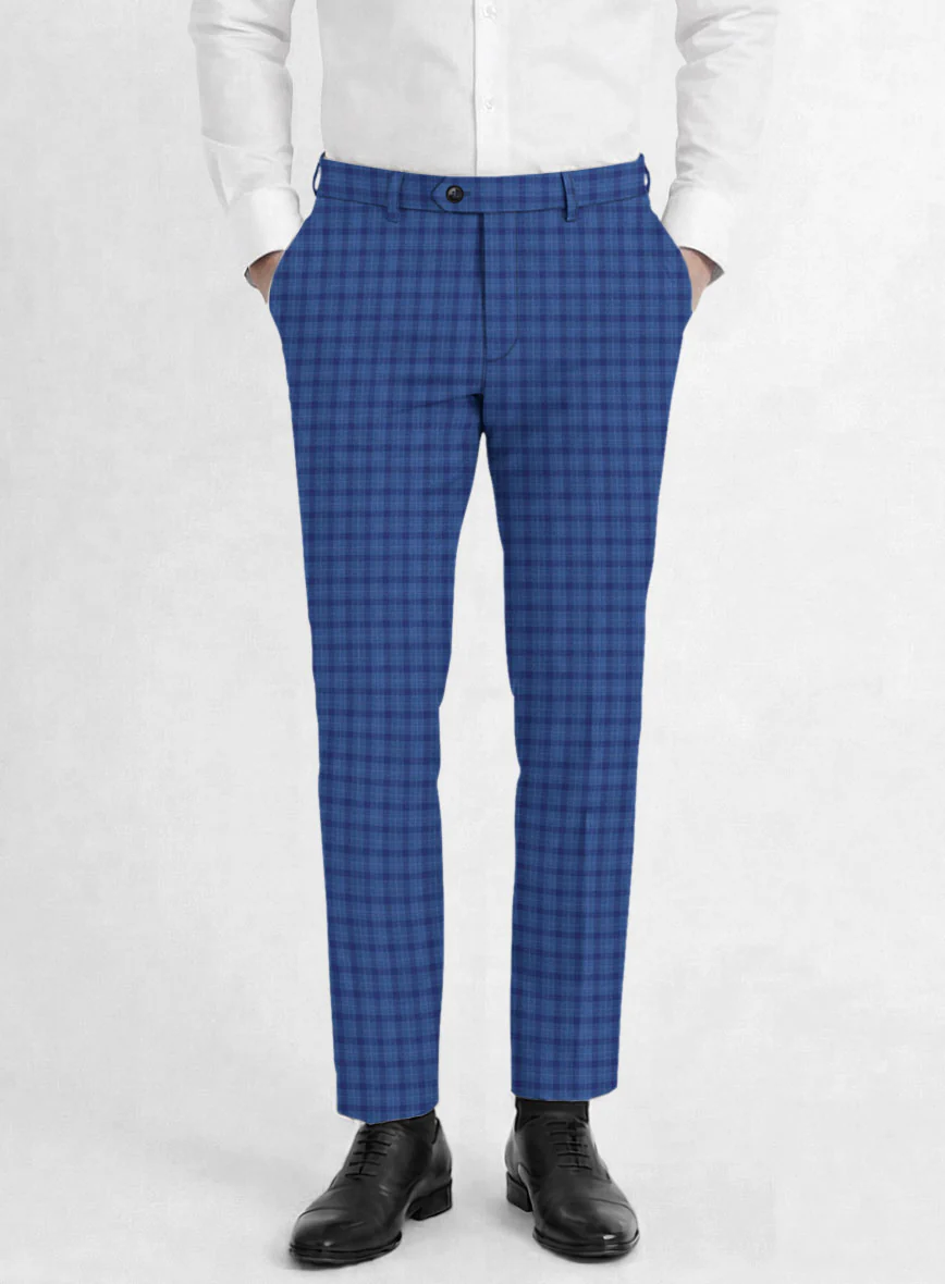 Reda Havelock Blue Checks Wool Pants
