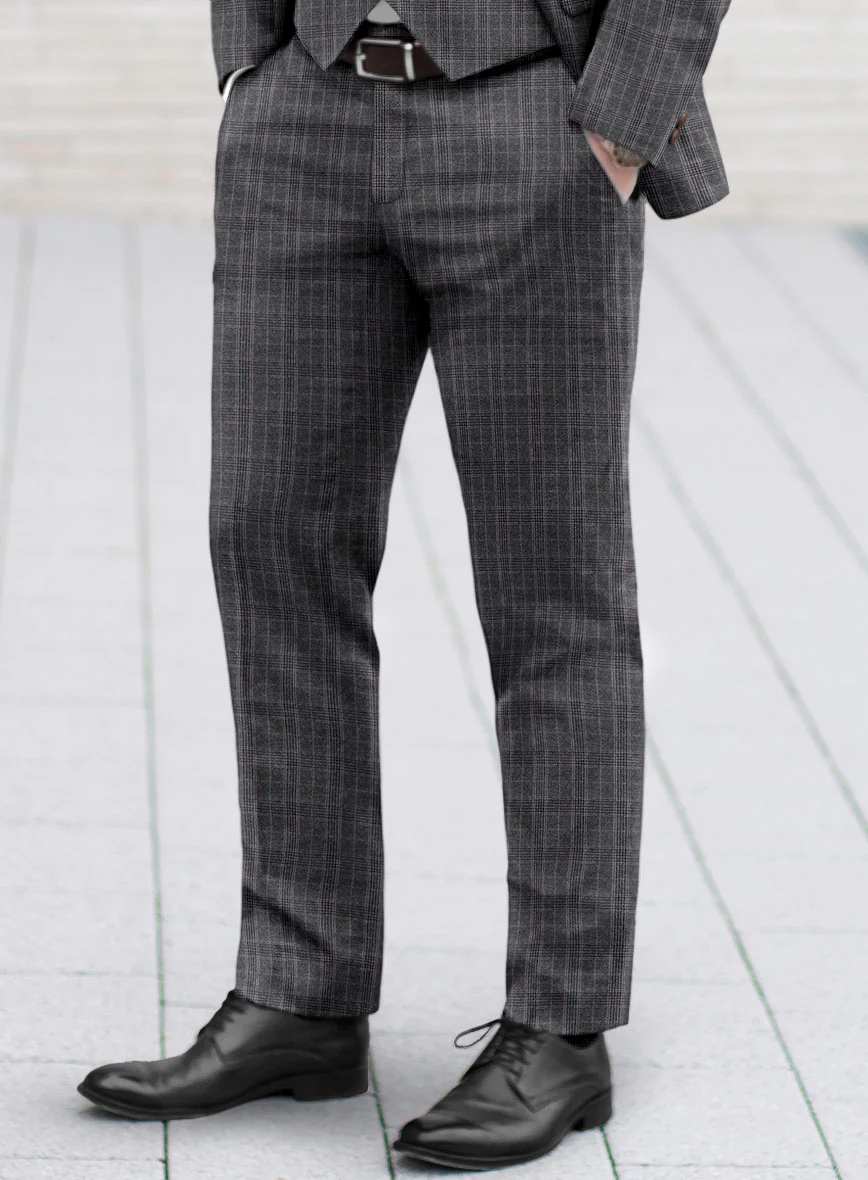 Reda Homio Gray Checks Wool Pants - Image 2