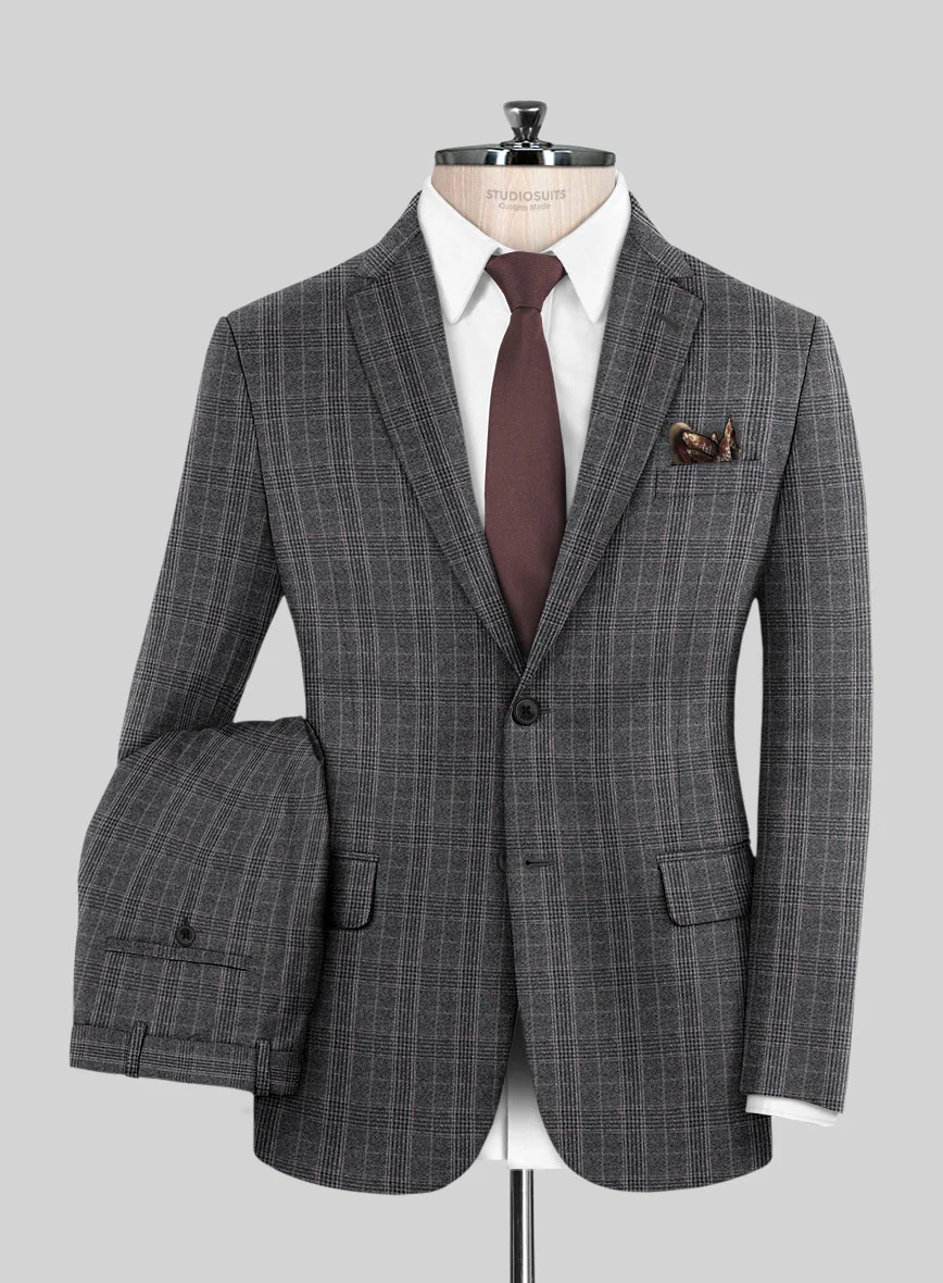 Reda Homio Gray Checks Wool Suit