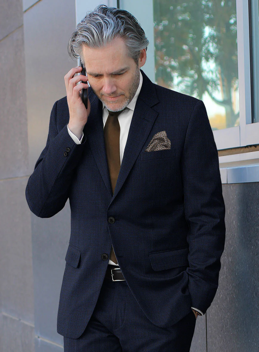Reda Hopsack Dark Blue Wool Jacket - Image 2