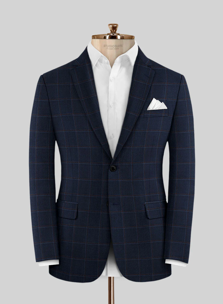 Reda Igidro Blue Checks Wool Jacket