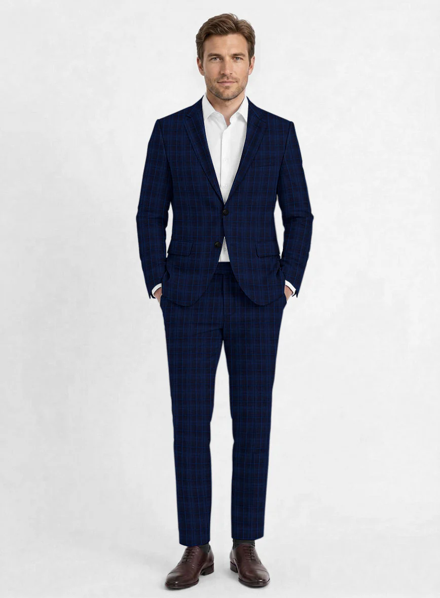 Reda Jagur Blue Checks Wool Suit