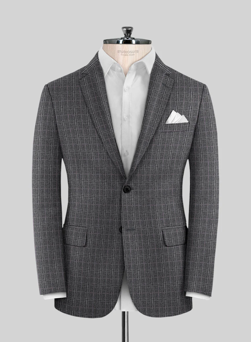 Reda Jeromi Gray Checks Wool Jacket