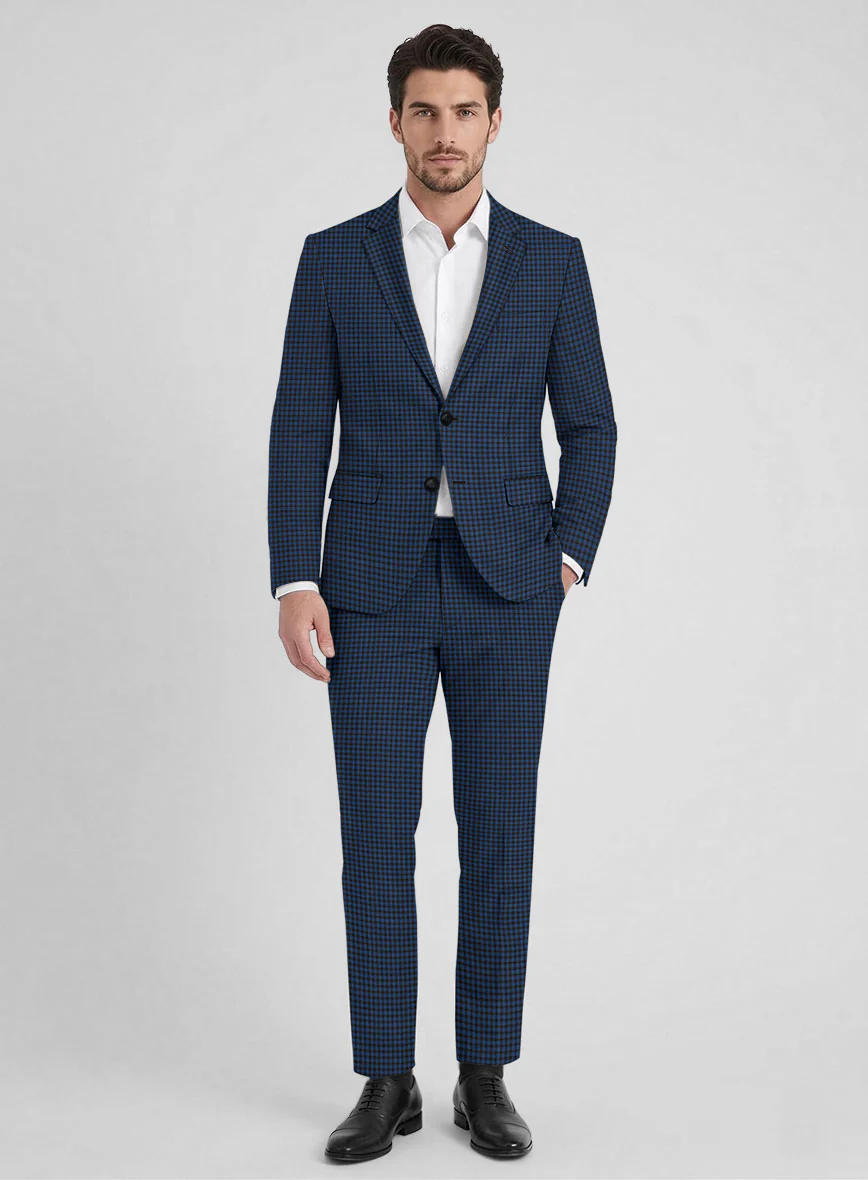 Reda Lapis Blue Checks Wool Suit