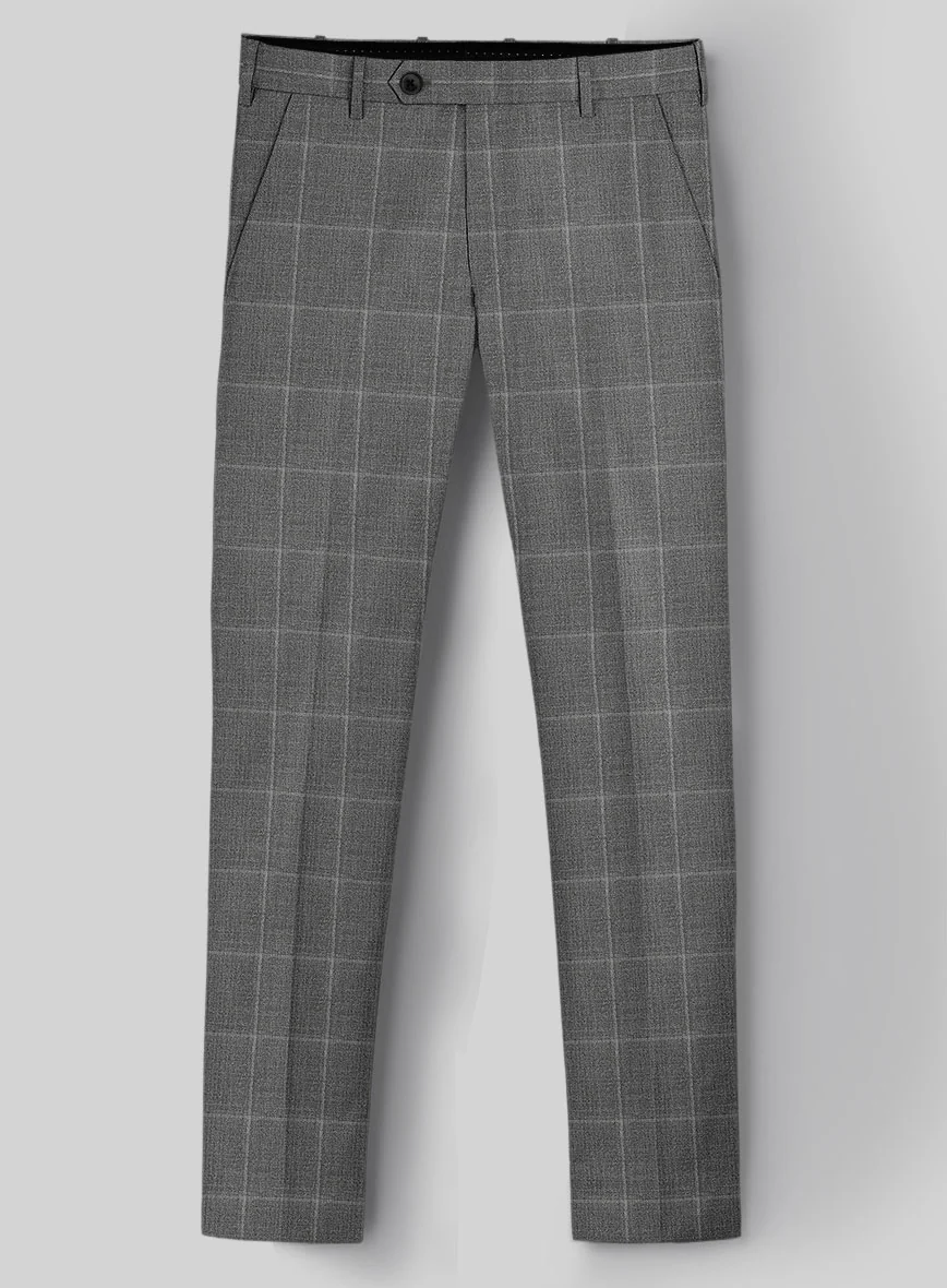 Reda Lindale Gray Checks Wool Pants - Image 2
