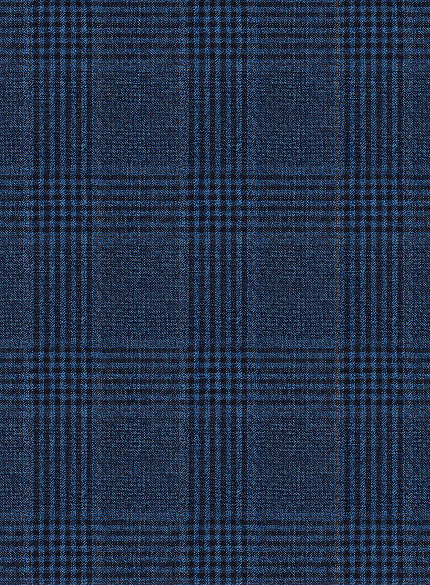 Reda Marine Blue Checks Wool Pants - Image 3