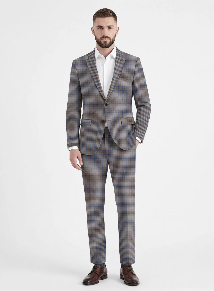 Reda Matio Brown Checks Wool Suit