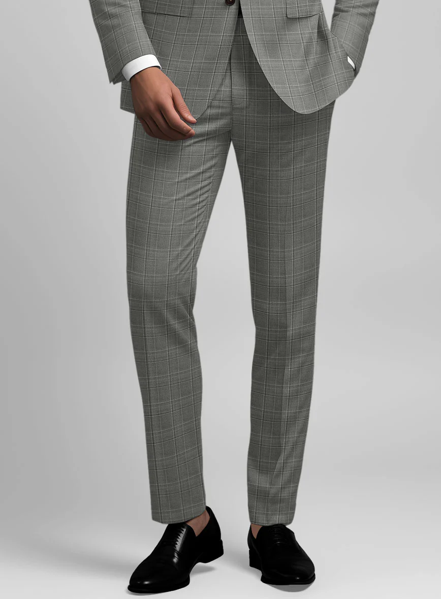Reda Mavlox Gray Checks Wool Pants