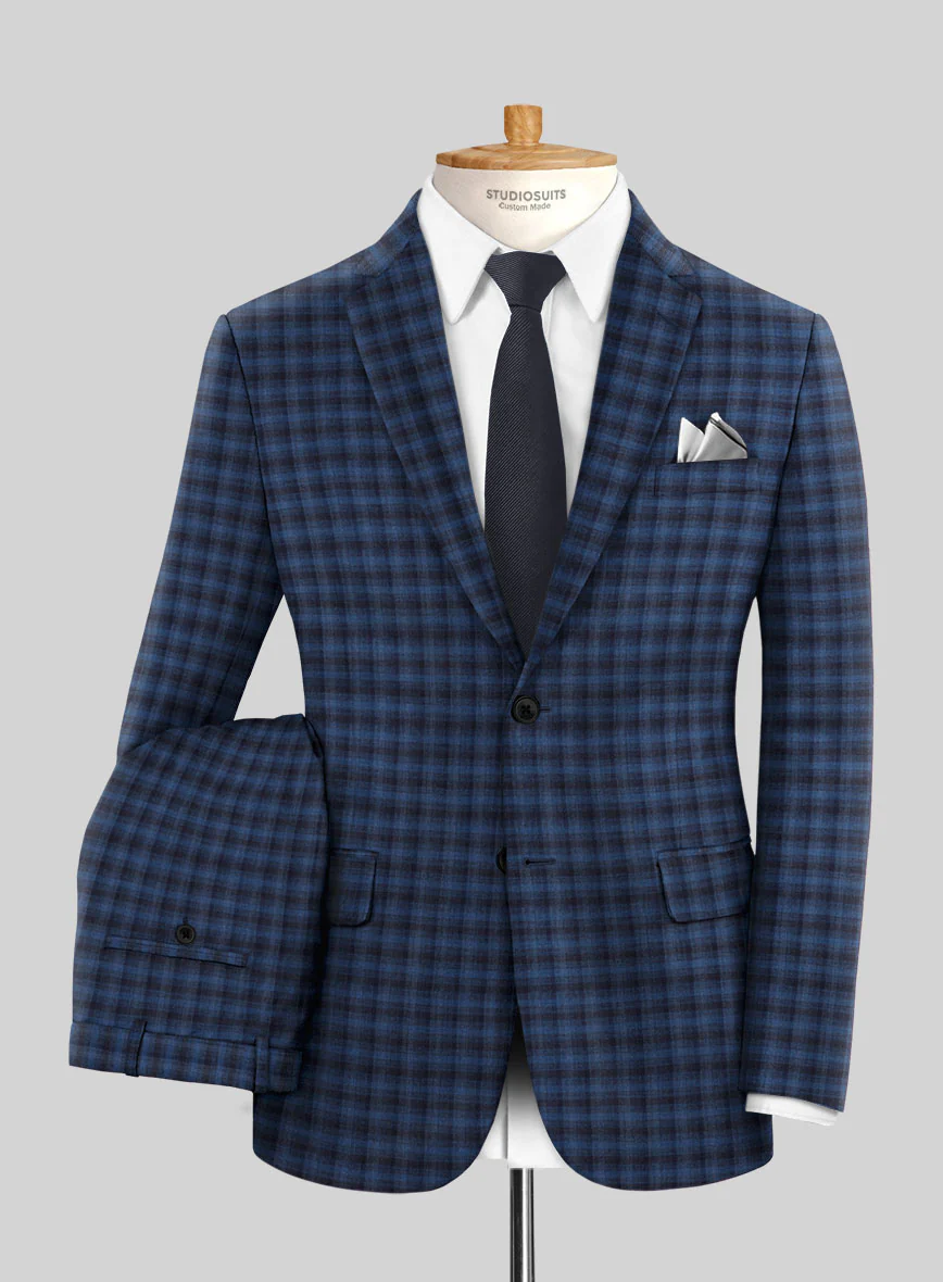 Reda Mid Blue Checks Wool Suit - Image 2