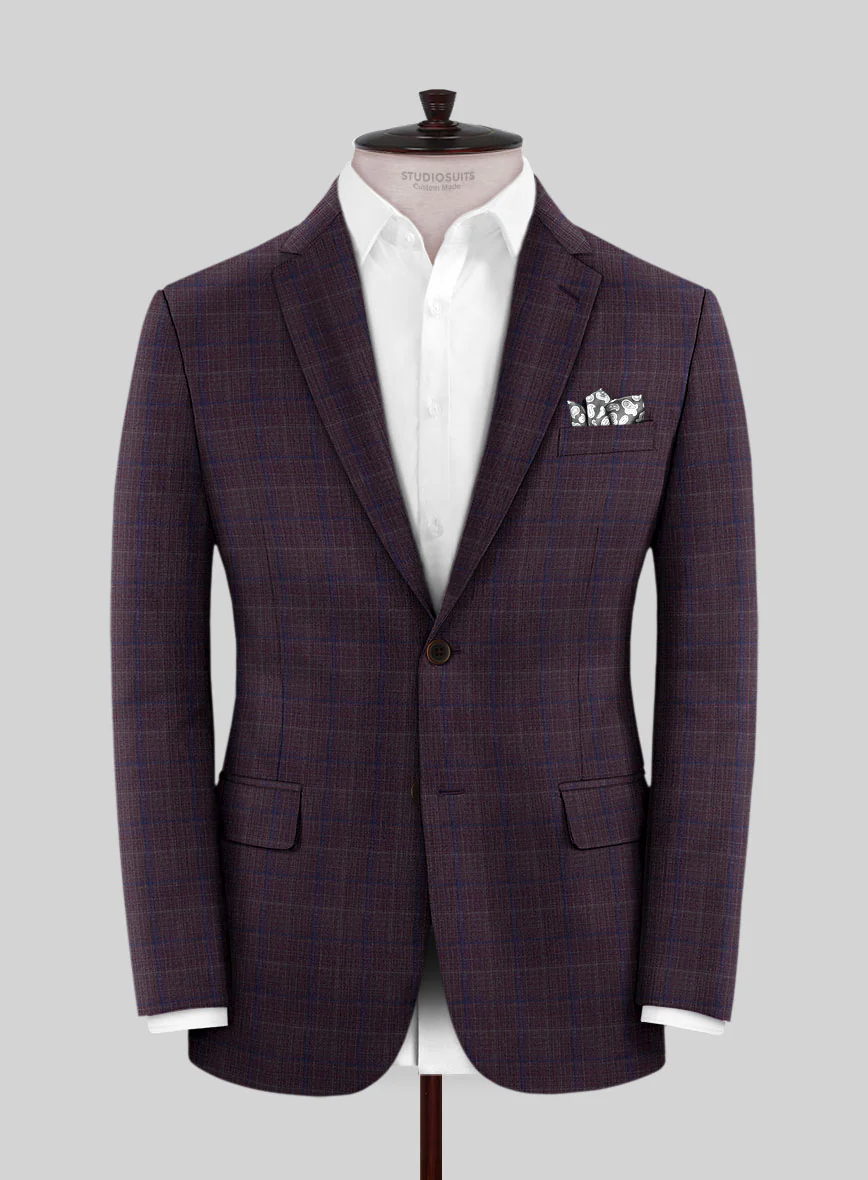 Reda Mulled Wine Checks Wool Jacket