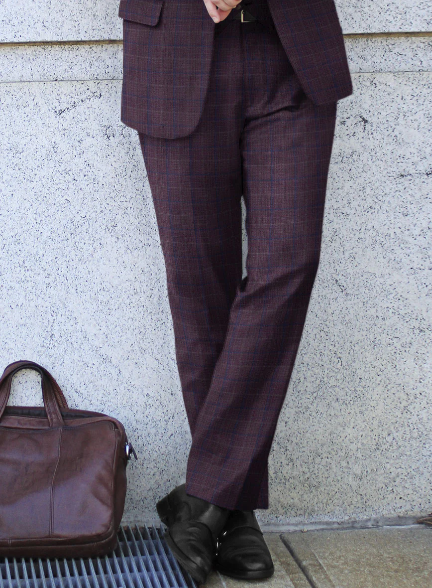 Reda Mulled Wine Checks Wool Suit - Image 5