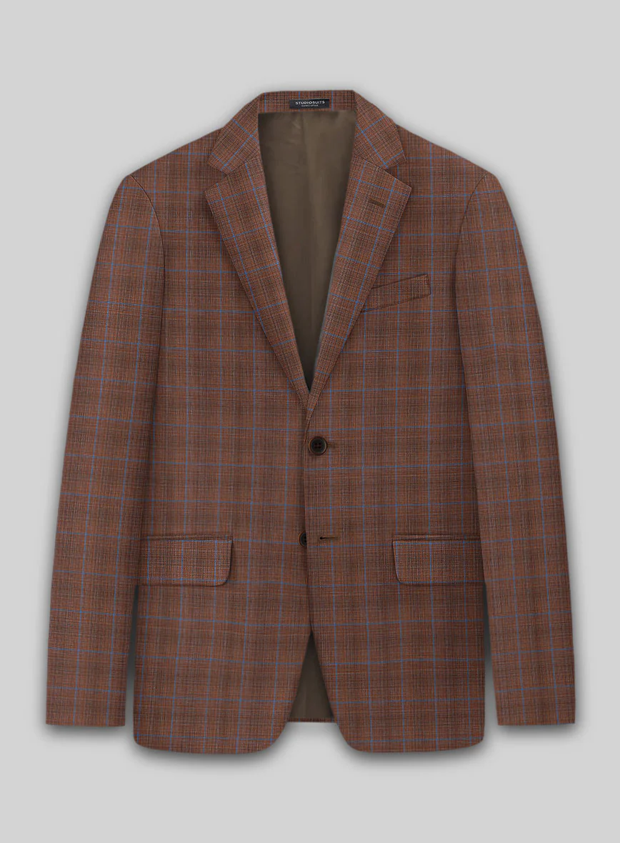 Reda Nutmeg Brown Checks Wool Jacket