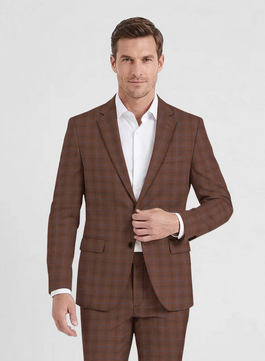 Reda Nutmeg Brown Checks Wool Jacket - Image 2